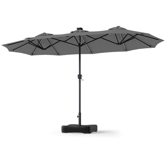4 M Double-Sided Patio Umbrella Base Included with 108 Multi-Color LED Lights and  3 Air Vents-Grey