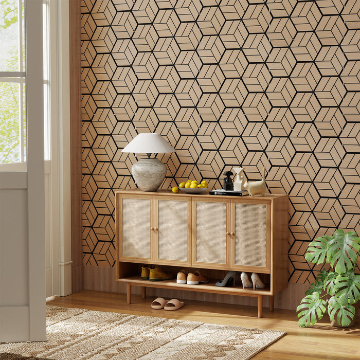 4 Pack Acoustic Panels for Walls Sound Absorbing Panel with 9 Hexagonal Wooden Boards-