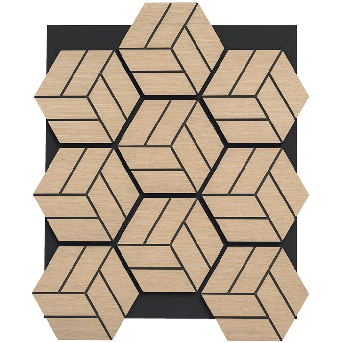 4 Pack Acoustic Panels for Walls Sound Absorbing Panel with 9 Hexagonal Wooden Boards-