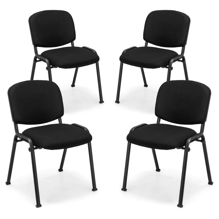 4-Pack Conference Chair Set with Metal Frame and Padded Cushion-Black