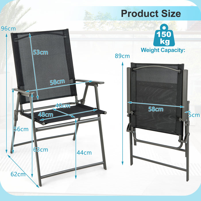 4 Piece Patio Folding Dining Chair Set for Garden Backyard-