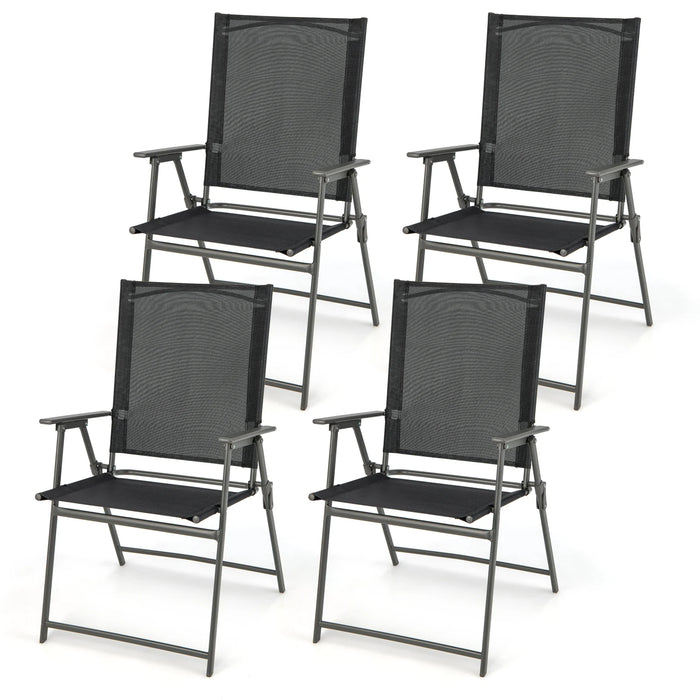 4 Piece Patio Folding Dining Chair Set for Garden Backyard-