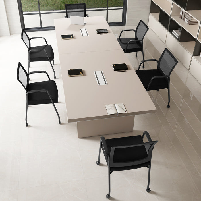 4 Pieces Office Guest Chairs on Wheels-