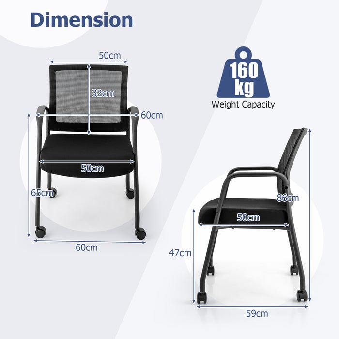 4 Pieces Office Guest Chairs on Wheels-