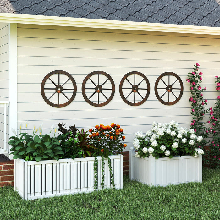 4 Pieces Rustic Wood Wagon Wheels for Party Bar Garage Home Garden