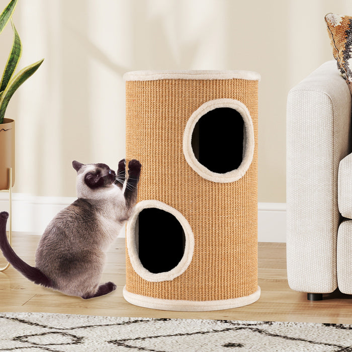 4-Story Cat Condo with Sisal Scratching Pad and Napping Plush Bed-