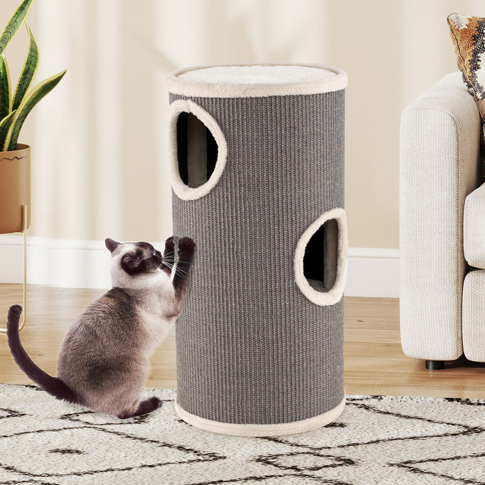 4-Story Cat Condo with Sisal Scratching Pad for Indoor Cats-