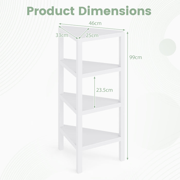 4-Tier Corner Shelf Stand with Open Slatted Shelves-Black