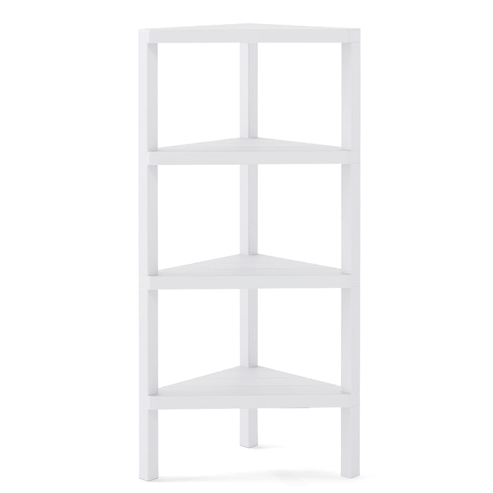 4-Tier Corner Shelf Stand with Open Slatted Shelves-Black