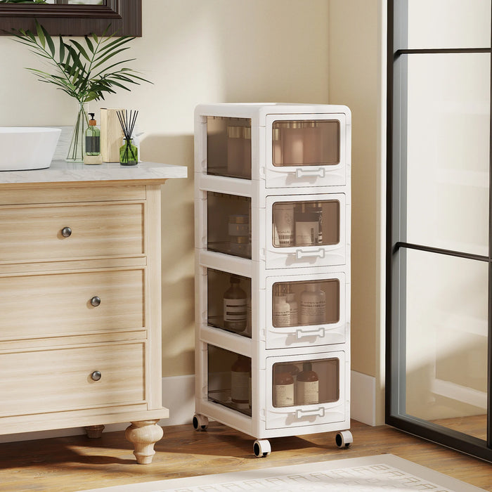 3-Tier Plastic Drawer Storage Organizer Rolling Cart with 3 Drawers
