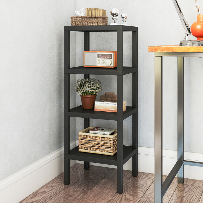 4-Tier Plastic Storage Shelf Freestanding Utility Rack-White