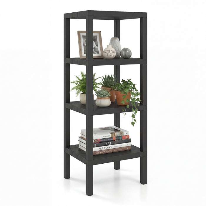 4-Tier Plastic Storage Shelf Freestanding Utility Rack-White