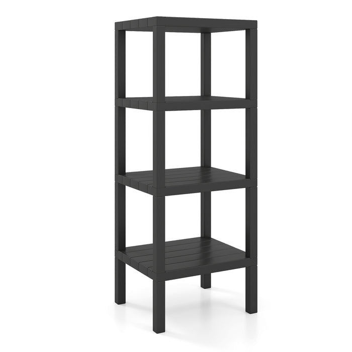 4-Tier Plastic Storage Shelf Freestanding Utility Rack-White
