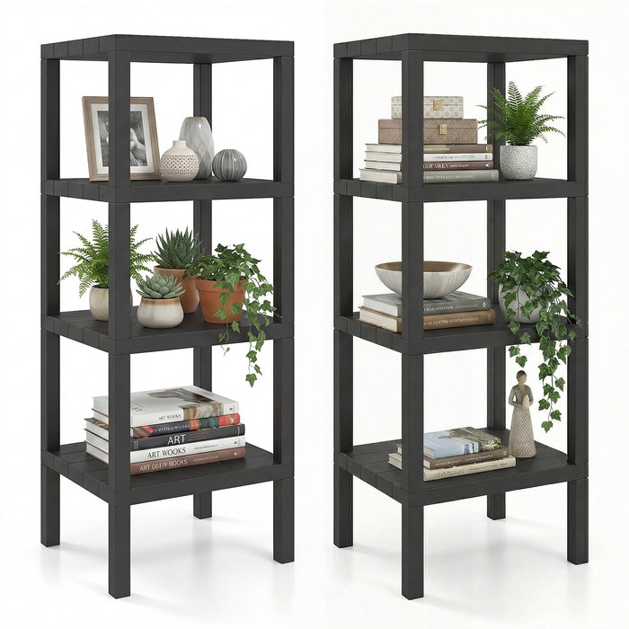 4-Tier Plastic Storage Shelf Freestanding Utility Rack-White