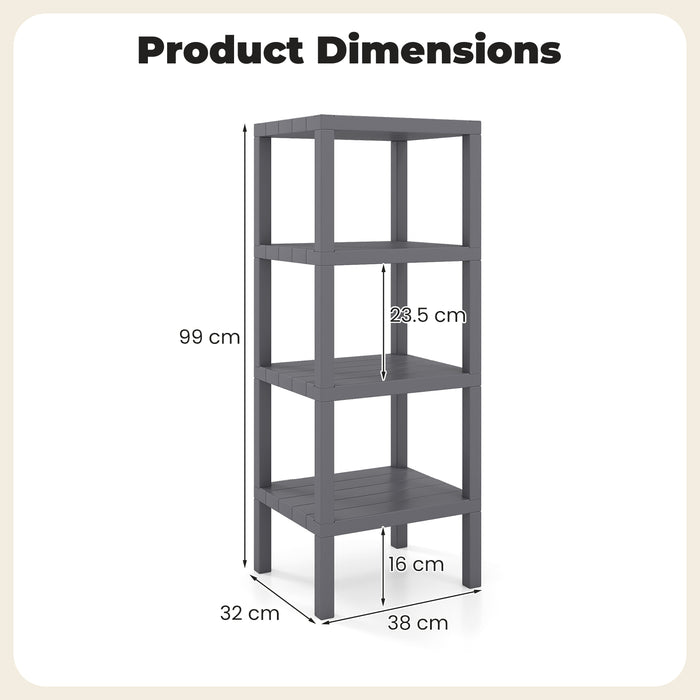 4-Tier Plastic Storage Shelf Freestanding Utility Rack-White