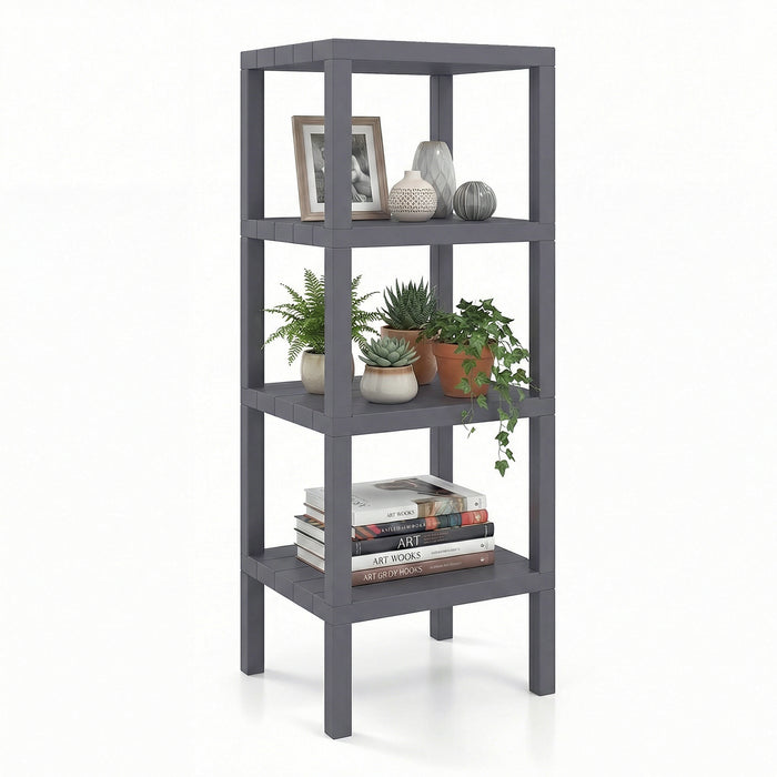 4-Tier Plastic Storage Shelf Freestanding Utility Rack-White