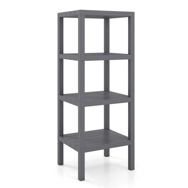 4-Tier Plastic Storage Shelf Freestanding Utility Rack-White