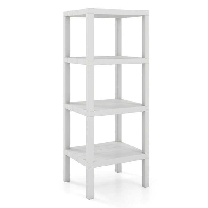 4-Tier Plastic Storage Shelf Freestanding Utility Rack-White