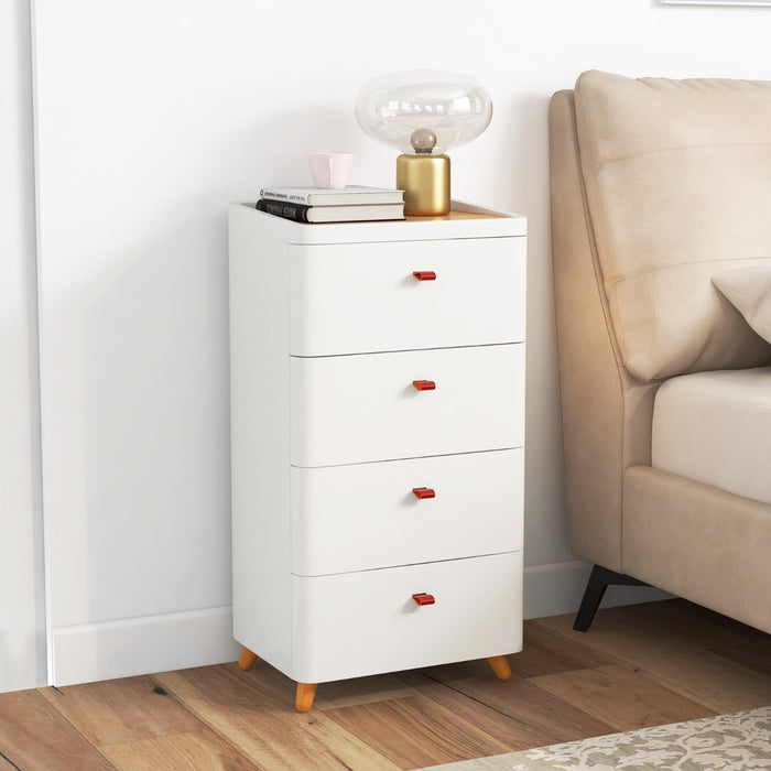 4-Drawer Dresser with Removable Organizer Tray and Solid Wood Legs-