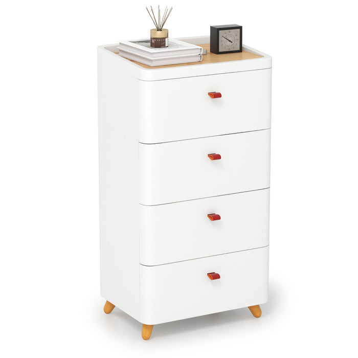 4-Drawer Dresser with Removable Organizer Tray and Solid Wood Legs-