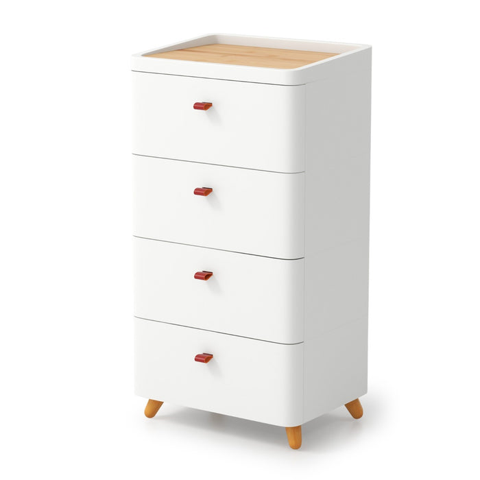 4-Drawer Dresser with Removable Organizer Tray and Solid Wood Legs-