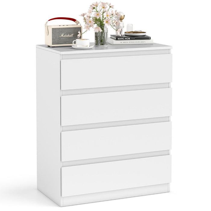 4-Drawer Dresser Modern Style Chest of Drawers with High Gloss Surface-