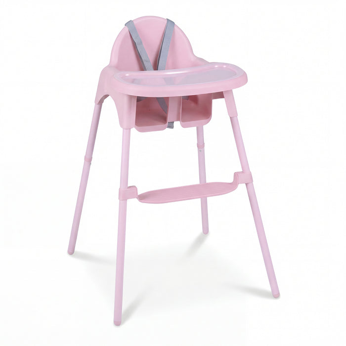 4-in-1 Convertible Baby High Chair with 2 Heights Removable Double Tray-Khaki