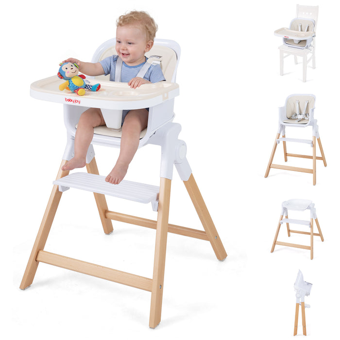 4-in-1 Convertible Baby High Chair with Detachable and Adjustable Tray-