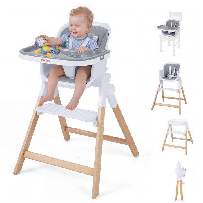 4-in-1 Convertible Baby High Chair with Detachable and Adjustable Tray-