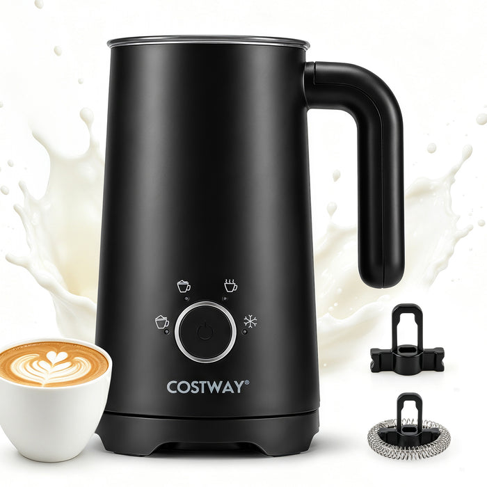 4-in-1 Electric Milk Frother and Steamer with Anti-slip Bottom-White