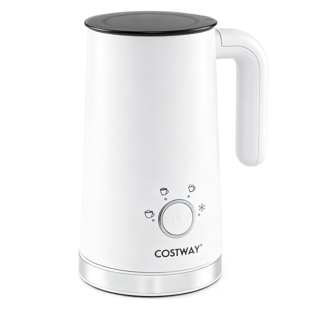 4-in-1 Electric Milk Frother and Steamer with Anti-slip Bottom-White
