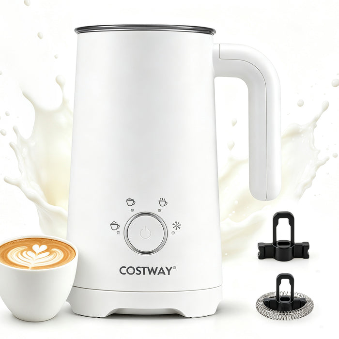 4-in-1 Electric Milk Frother and Steamer with Anti-slip Bottom-White