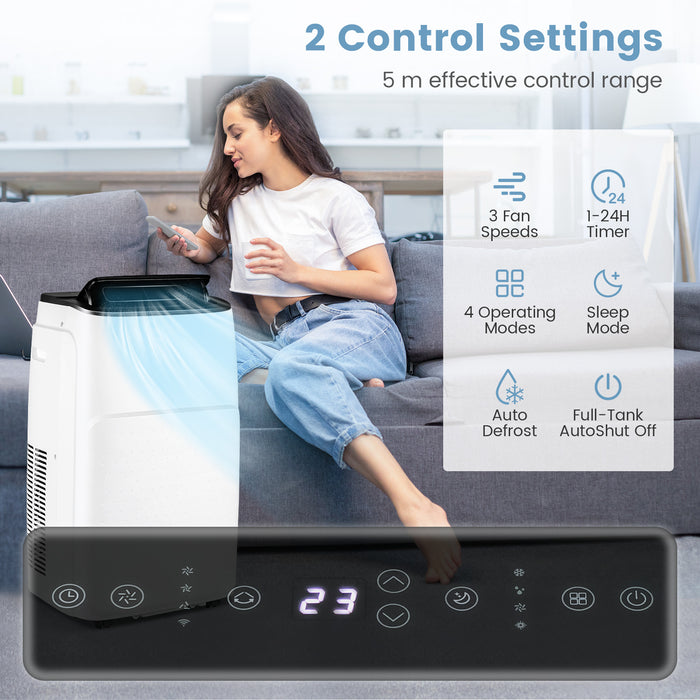 4-in-1 Portable Air Conditioner with Multi-Speed Fan and Remote Control-