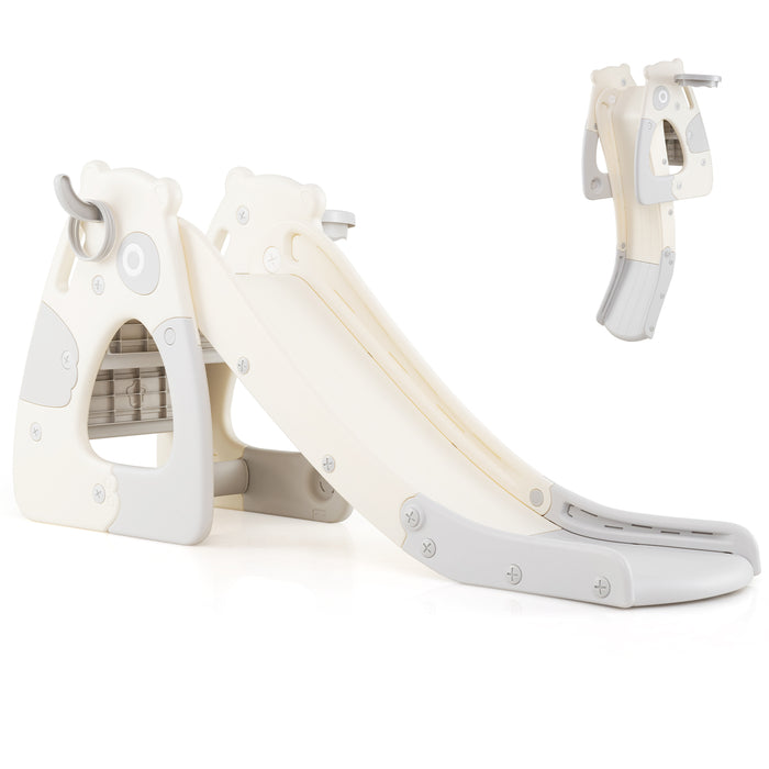 Foldable Toddler Slide with Basketball Hoop and Ball-