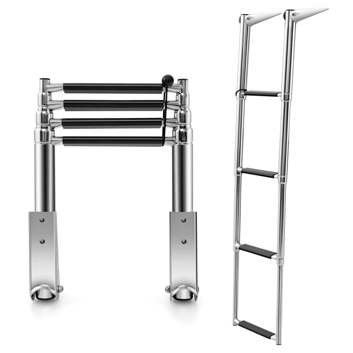 4-step Telescoping Folding Boat Ladder with Non-slip Steps