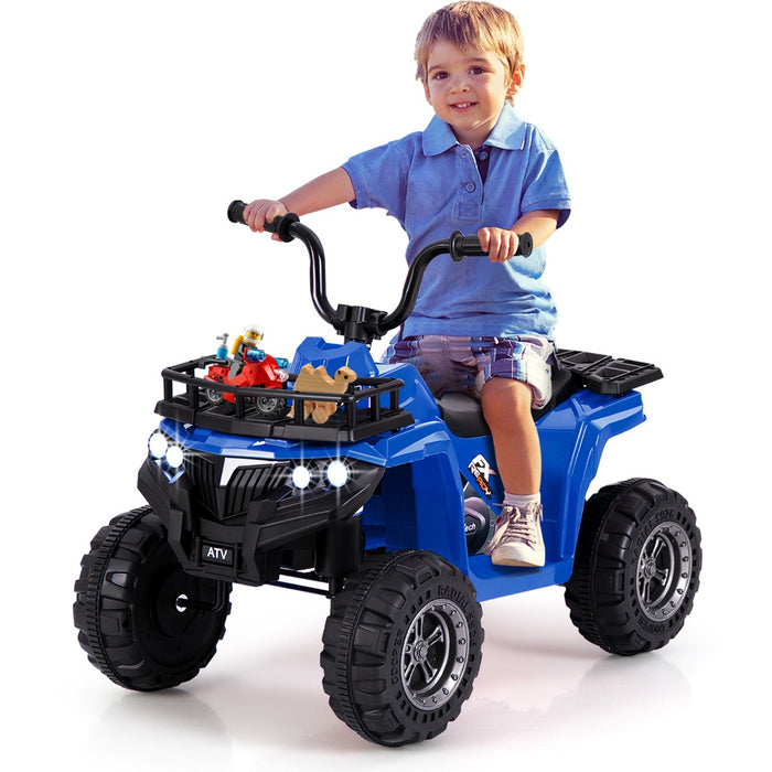 6V 4-Wheeler Quad Car with One-Button Start and Tread Tires-
