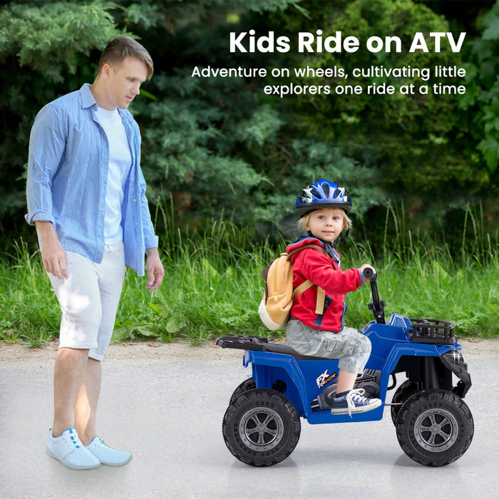 6V 4-Wheeler Quad Car with One-Button Start and Tread Tires-