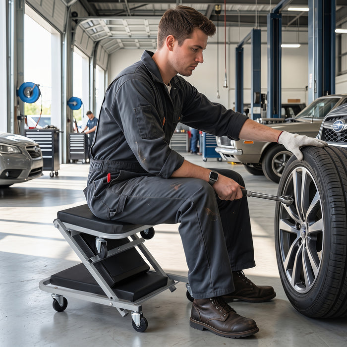 40" 2-in-1 Mechanic Creeper & Z-Seat with 6 Swivel Casters-