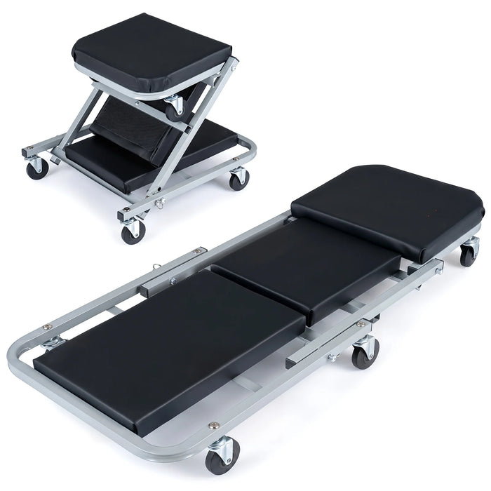 40" 2-in-1 Mechanic Creeper & Z-Seat with 6 Swivel Casters-
