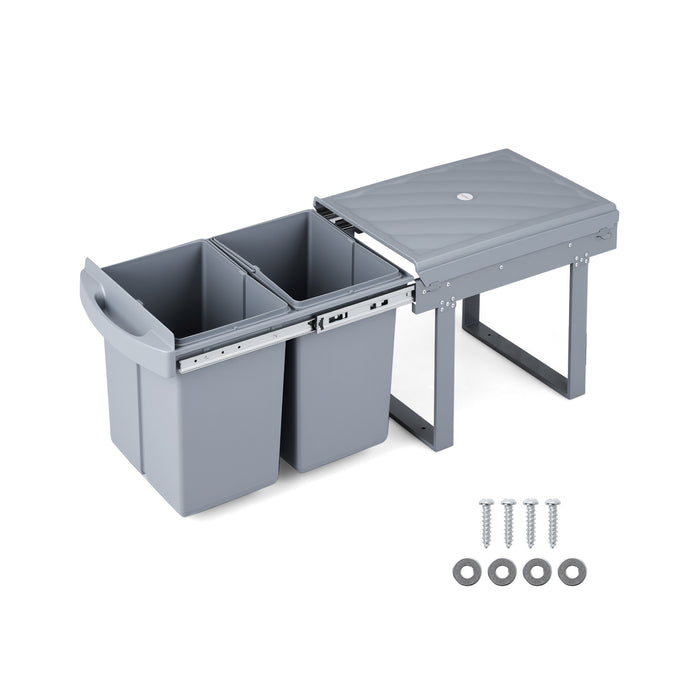 40L Built-in Pull Out Trash Can Under Cabinet Under Sink-