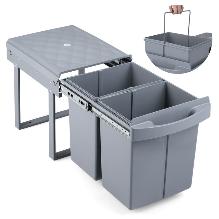 40L Built-in Pull Out Trash Can Under Cabinet Under Sink-