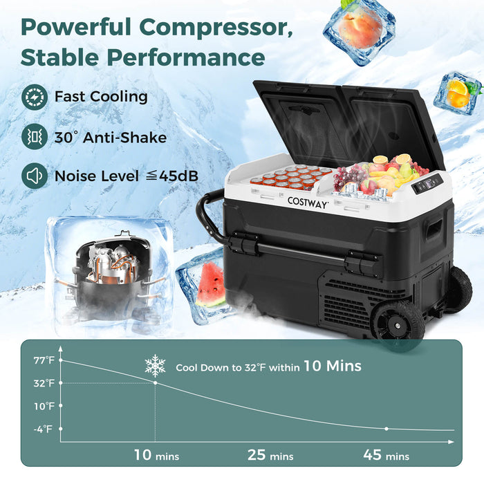 40L Portable Car Refrigerator Dual Zone 12V Compressor Fridge Freezer-