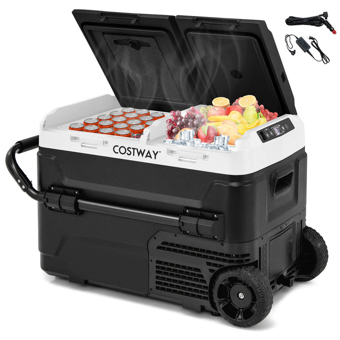 40L Portable Car Refrigerator Dual Zone 12V Compressor Fridge Freezer-