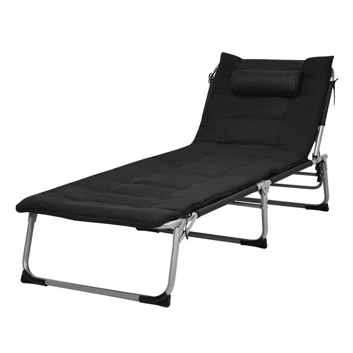 Adjustable Sun Lounger - Comfortable Mattress With Removable Pillow Feature - Ideal For Outdoor Relaxation and Sunbathing