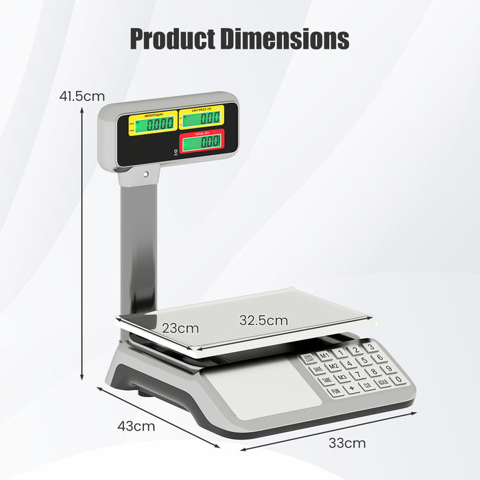 40kg Price Computing Scale with Pole Dual LCD Display and Counting Function