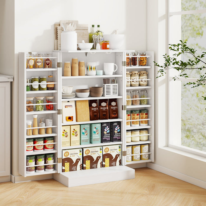 41 Inch Tall Kitchen Pantry Storage Cabinet with Doors and Adjustable Shelves-White