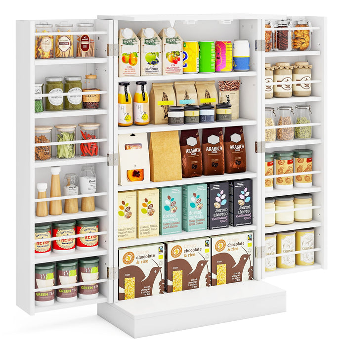 41 Inch Tall Kitchen Pantry Storage Cabinet with Doors and Adjustable Shelves-White