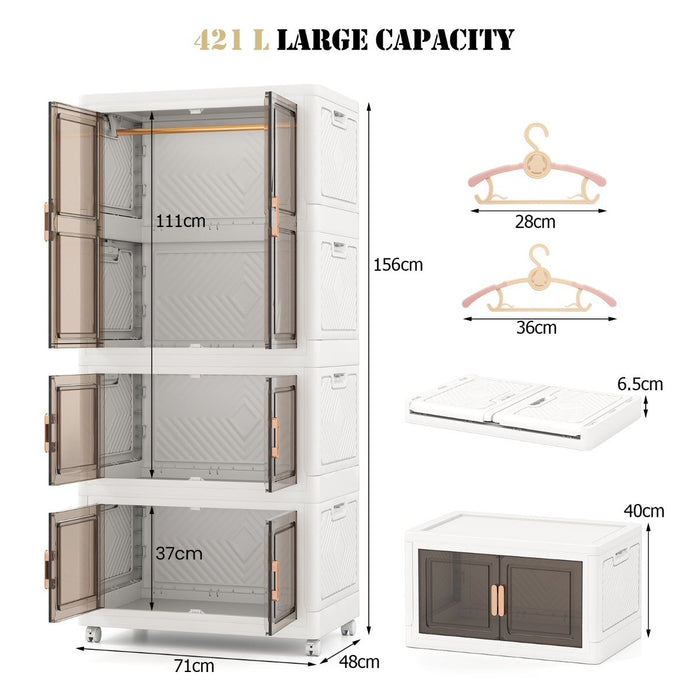 421L Storage Bins with Lid Portable Plastic Wardrobe Closet Organizer-