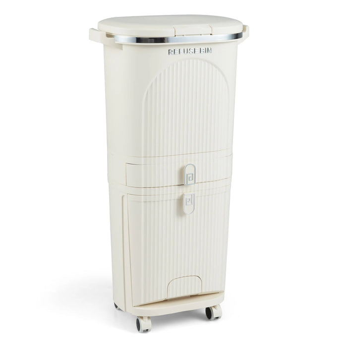 42L Kitchen Trash Can with Lid and 2 Detachable Buckets-