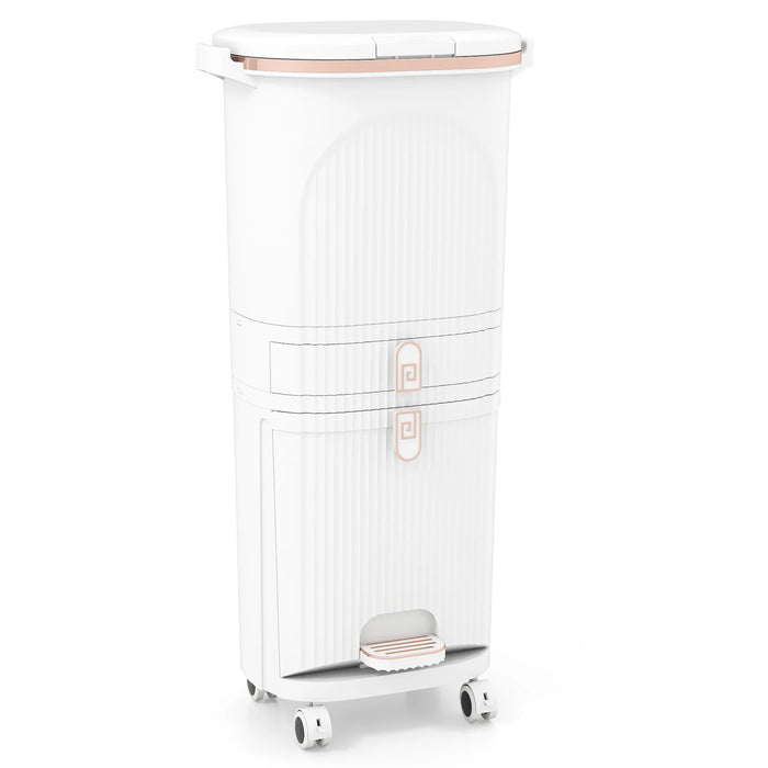 42L Kitchen Trash Can with Lid and 2 Detachable Buckets-